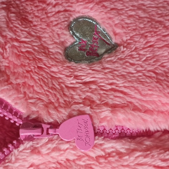 See updated listing Johnson FauxFur Fuzzy Kitten Hooded Jacket two tone Coral - Picture 9 of 9